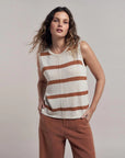 LITTLE LIES | IVY KNIT TANK - RUST / NATURAL STRIPE