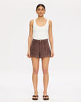 KIVARI | CELENE DENIM SHORT - CHOCOLATE
