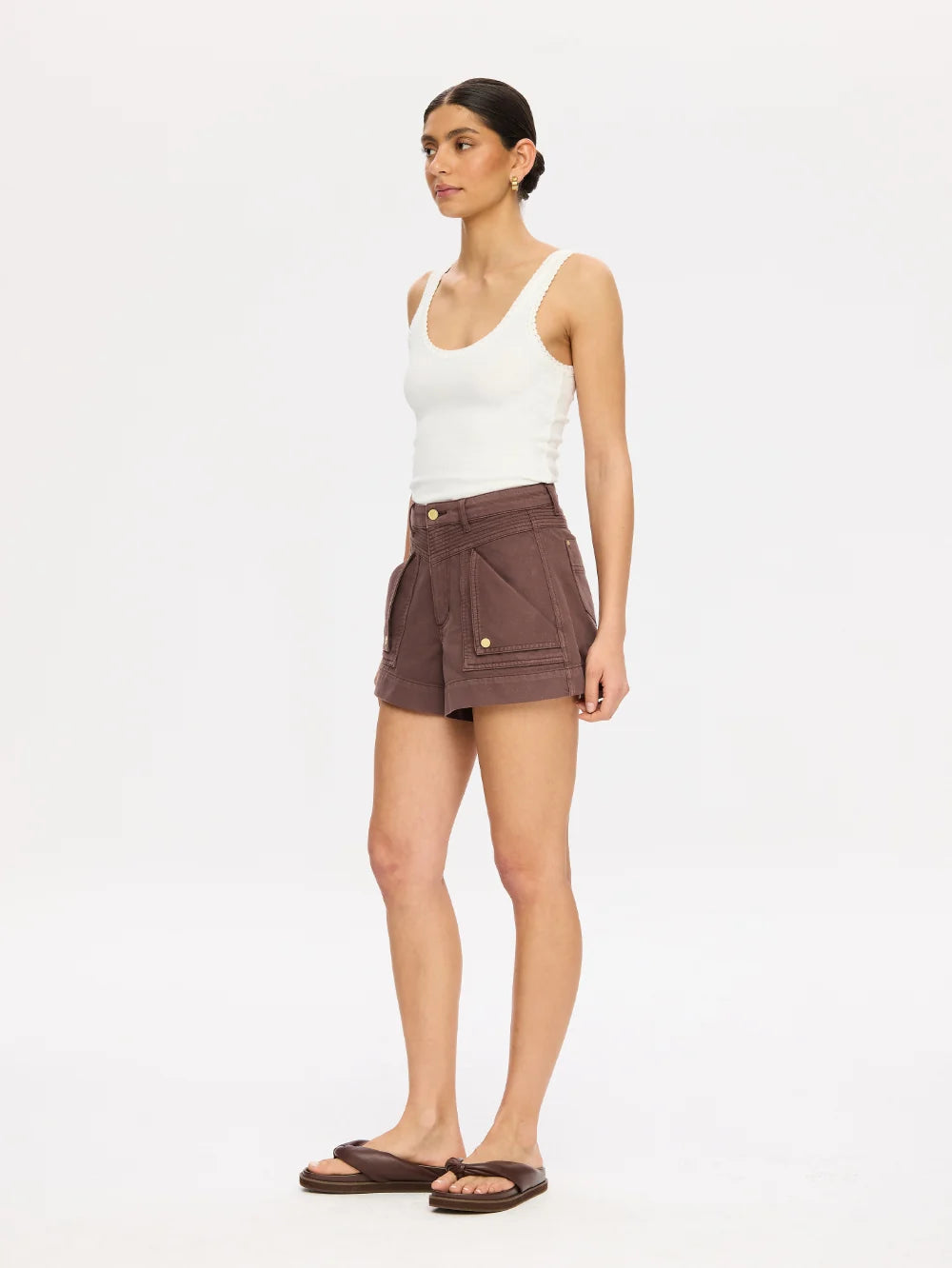 KIVARI | CELENE DENIM SHORT - CHOCOLATE