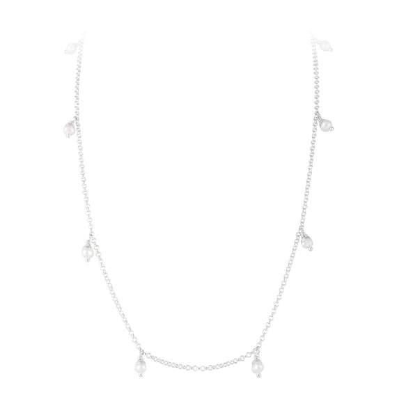 FAIRLEY | PEARL POM NECKLACE - SILVER