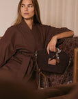 NIM | LEATHER TRIMMED RAFFIA BB - COCOA