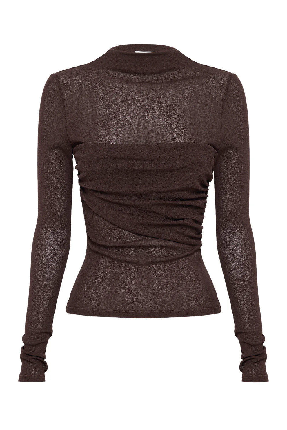 NUDE LUCY |  ASTER L/S MESH TOP - CHOCOLATE
