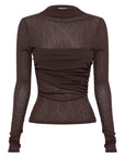 NUDE LUCY |  ASTER L/S MESH TOP - CHOCOLATE