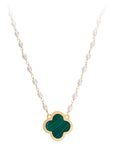 FAIRLEY | PEARL MALACHITE CLOVER NECKLACE