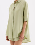 NUDE LUCY | LOUNGE LINEN LONGLINE SHIRT - DEW