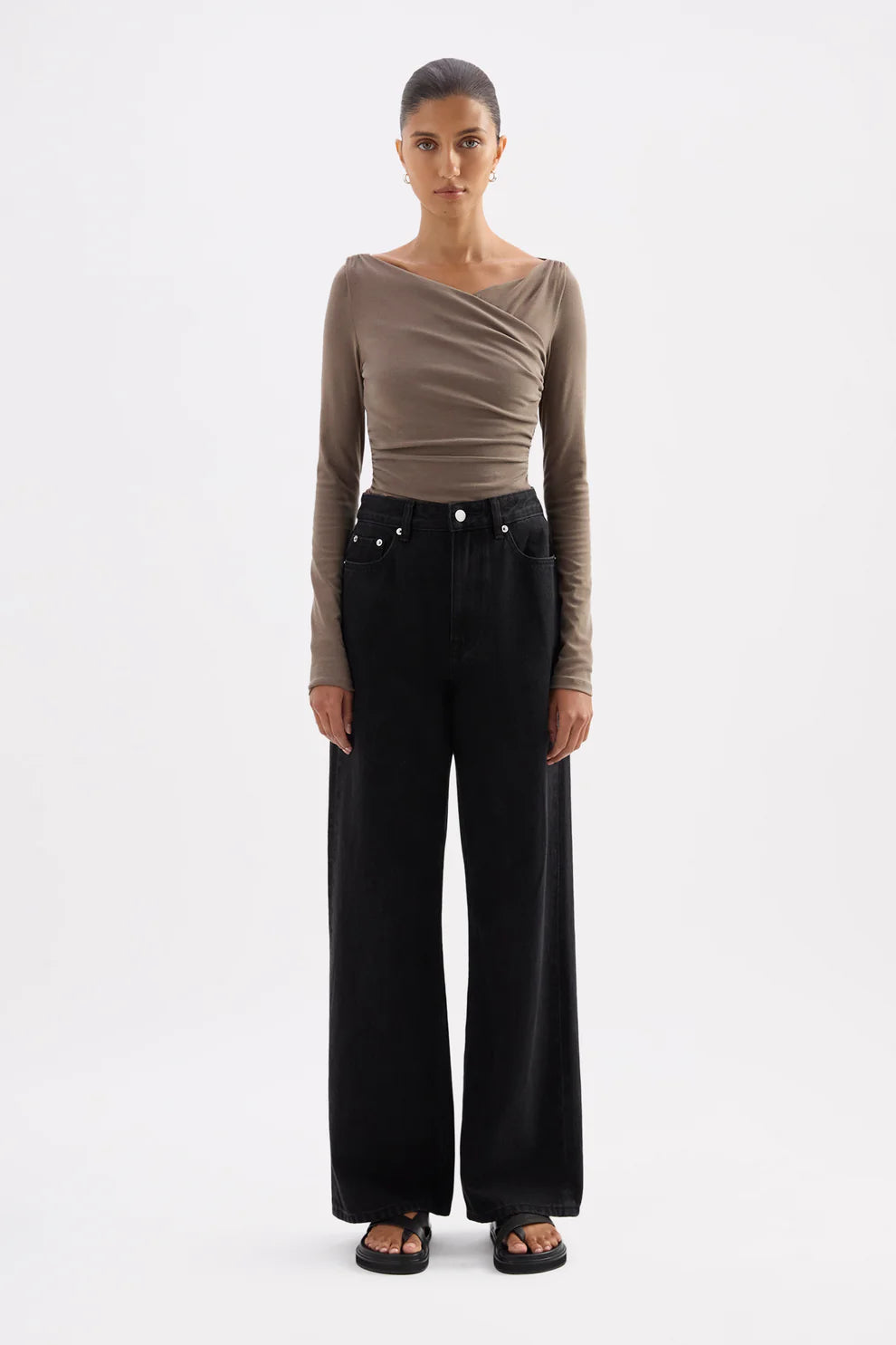 NUDE LUCY | DANIYA L/S TOP - TRUFFLE
