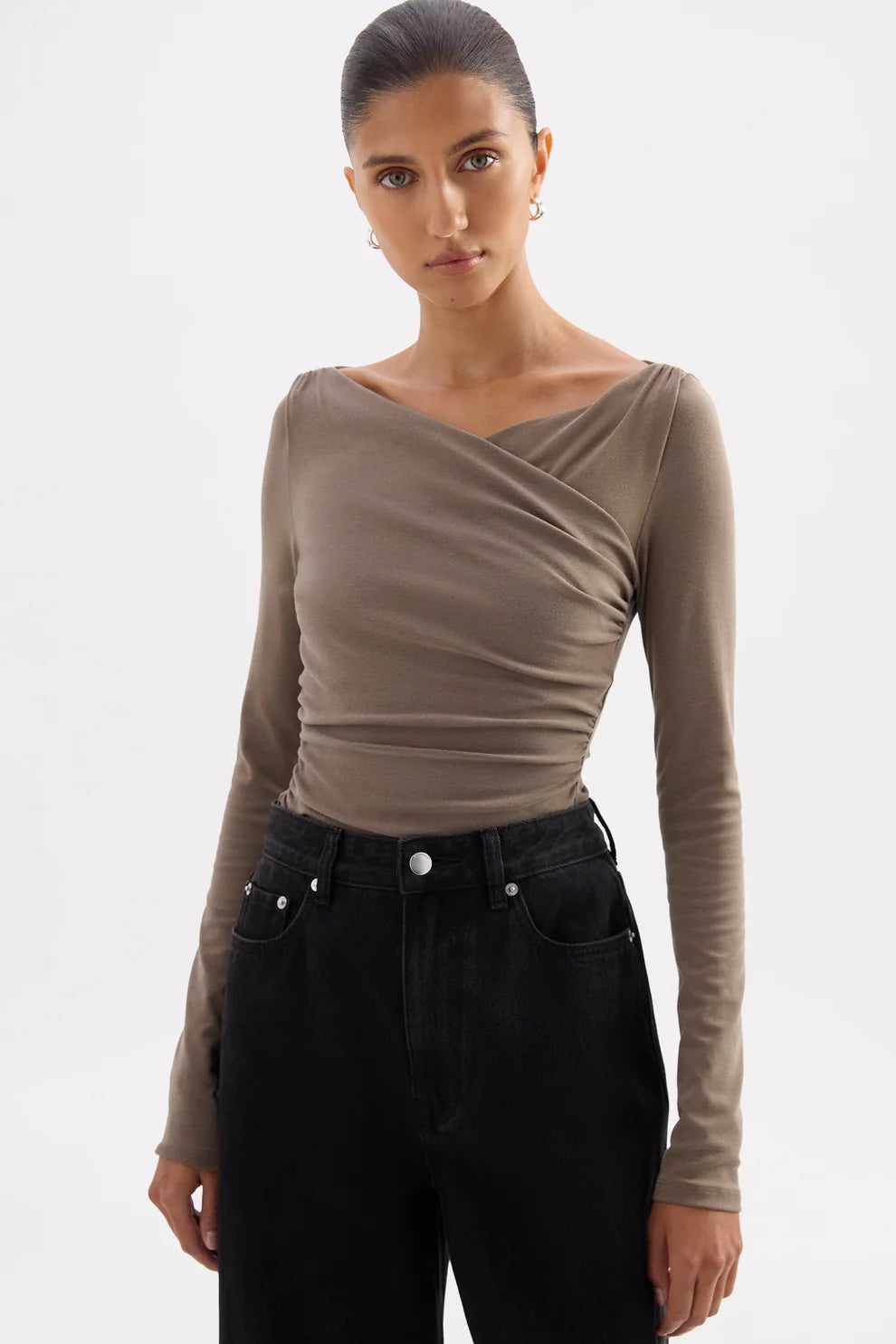 NUDE LUCY | DANIYA L/S TOP - TRUFFLE