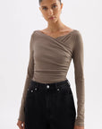 NUDE LUCY | DANIYA L/S TOP - TRUFFLE
