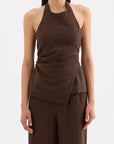 NUDE LUCY | JUNO HALTER TOP - CHOCOLATE