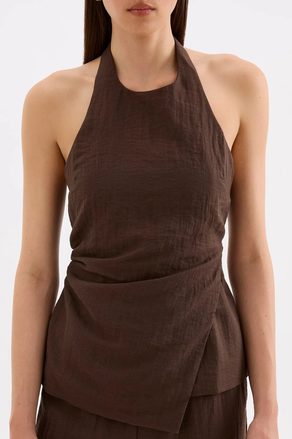 NUDE LUCY | JUNO HALTER TOP - CHOCOLATE