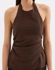 NUDE LUCY | JUNO HALTER TOP - CHOCOLATE