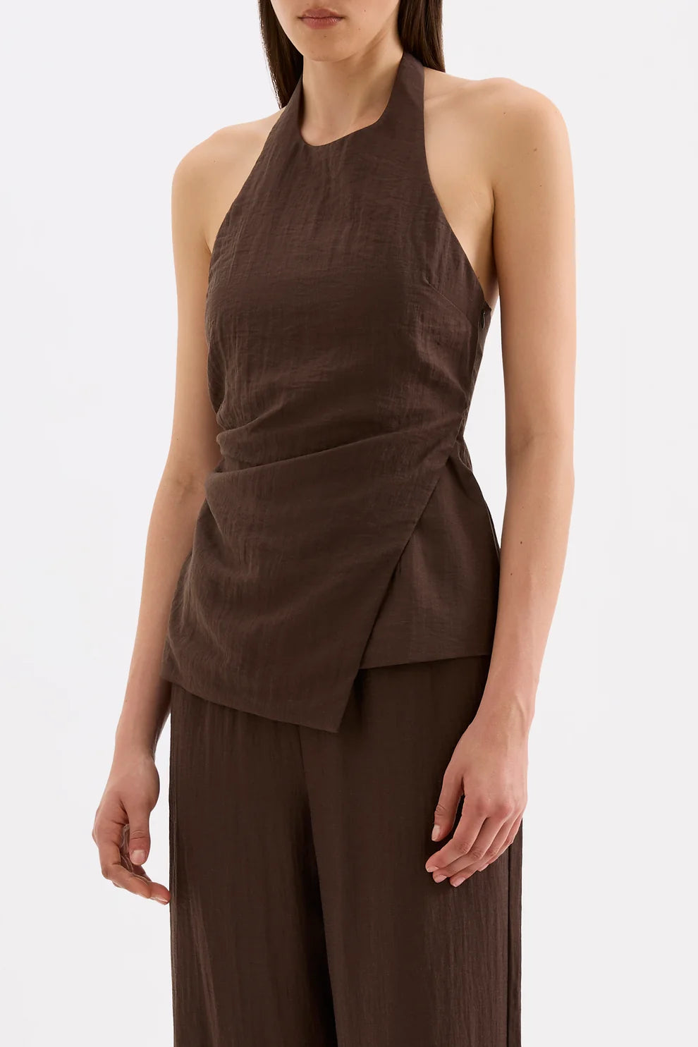 NUDE LUCY | JUNO HALTER TOP - CHOCOLATE
