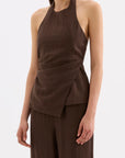 NUDE LUCY | JUNO HALTER TOP - CHOCOLATE