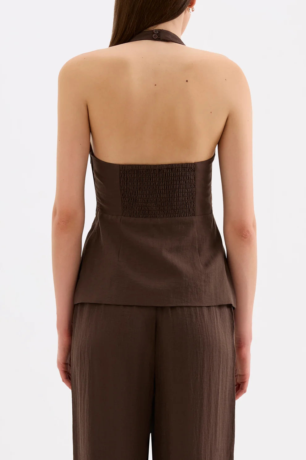 NUDE LUCY | JUNO HALTER TOP - CHOCOLATE