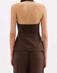 NUDE LUCY | JUNO HALTER TOP - CHOCOLATE