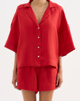 NUDE LUCY | LOUNGE LINEN SHIRT - VERMILLION