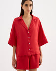 NUDE LUCY | LOUNGE LINEN SHIRT - VERMILLION