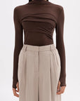 NUDE LUCY |  ASTER L/S MESH TOP - CHOCOLATE