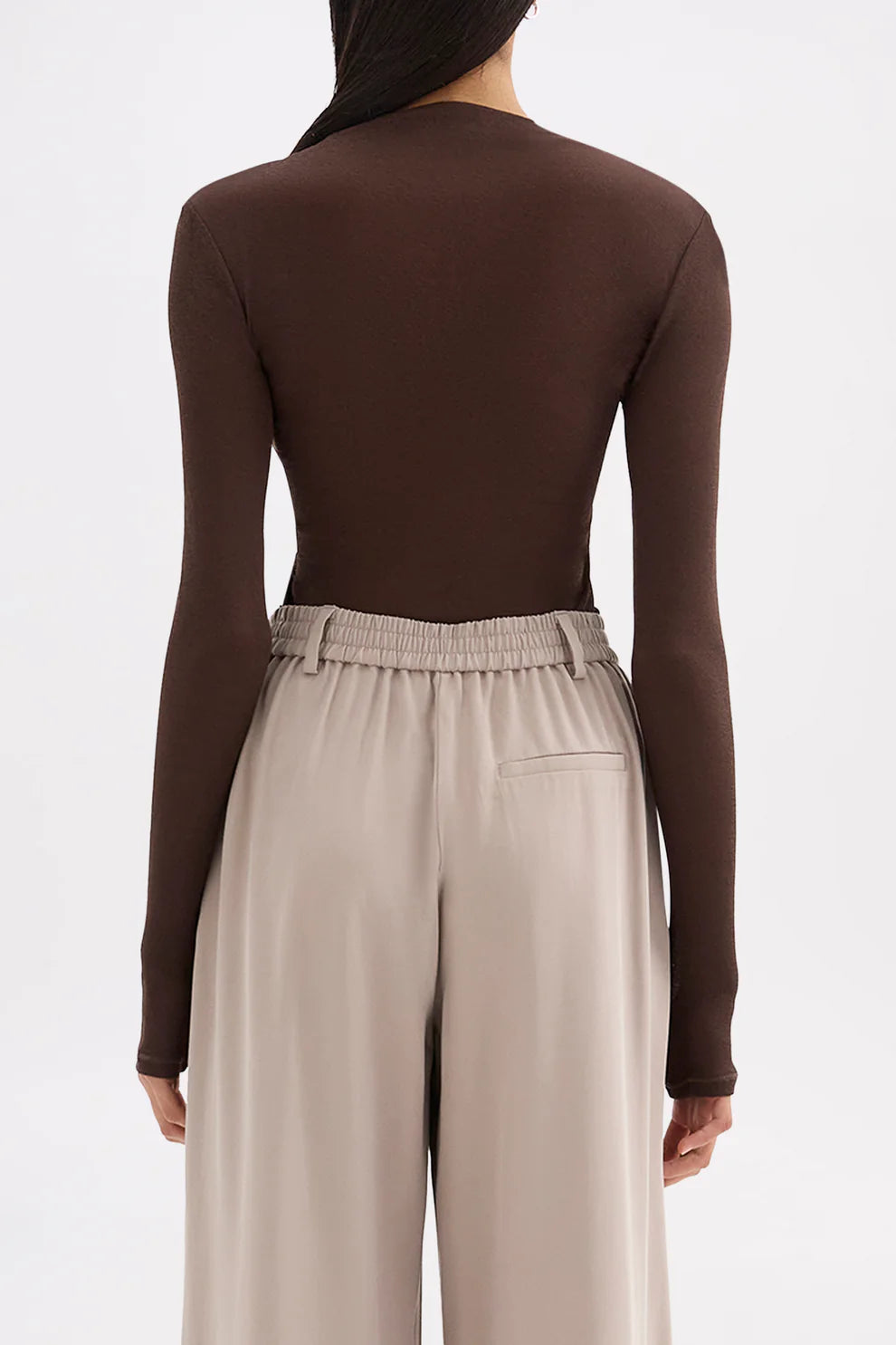 NUDE LUCY |  ASTER L/S MESH TOP - CHOCOLATE