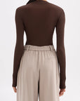 NUDE LUCY |  ASTER L/S MESH TOP - CHOCOLATE