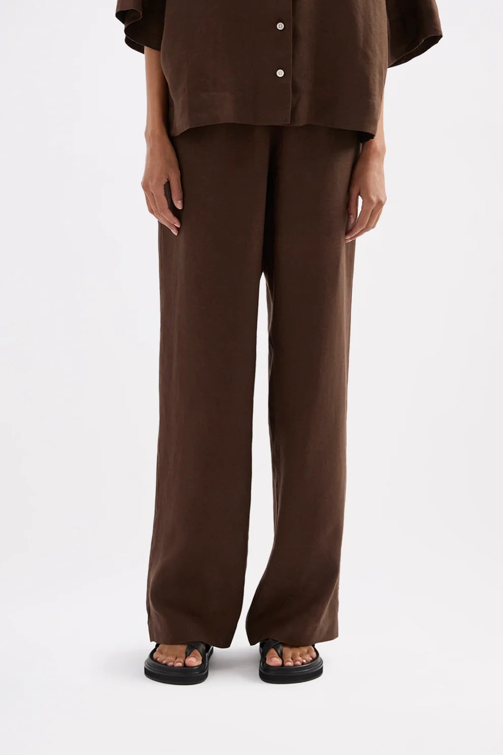 NUDE LUCY | LOUNGE LINEN PANT - CHOCOLATE