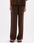 NUDE LUCY | LOUNGE LINEN PANT - CHOCOLATE