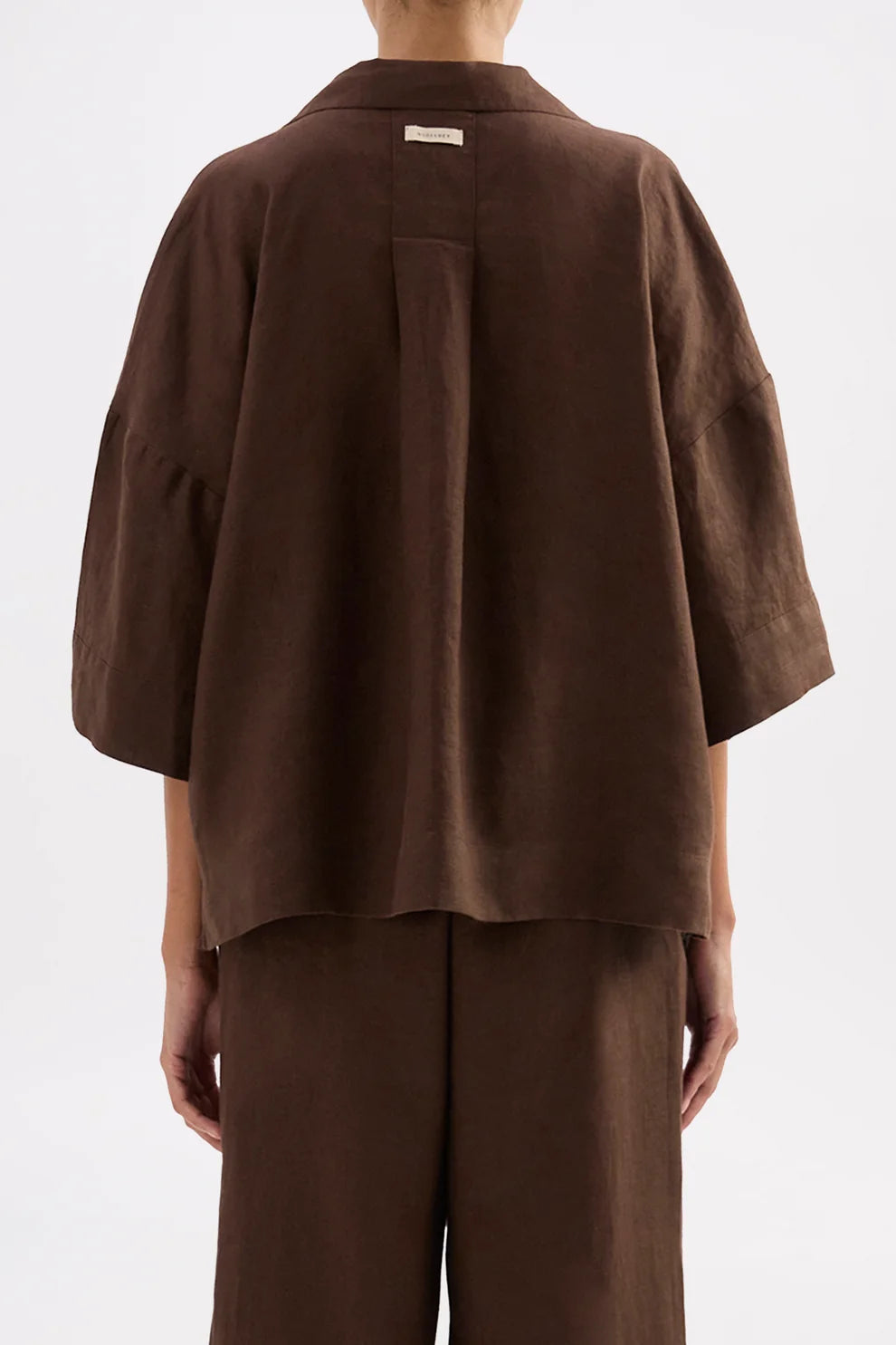 NUDE LUCY | LOUNGE LINEN SHIRT - CHOCOLATE