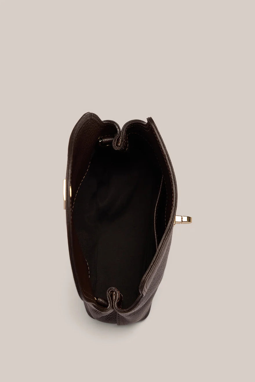 VESTIRSI | SLOANE MINI DARK CHOCOLATE CROSSBODY CLUTCH