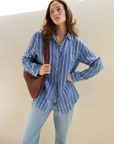 HUT | THE BOYFRIEND LINEN SHIRT - MARINE STRIPE