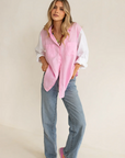 HUT | THE BOYFRIEND LINEN SHIRT - PINK A BOO SPLICE