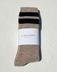 LE BON SHOPPE | SNOW VARSITY SOCKS - BEIGE / BLACK STRIPE