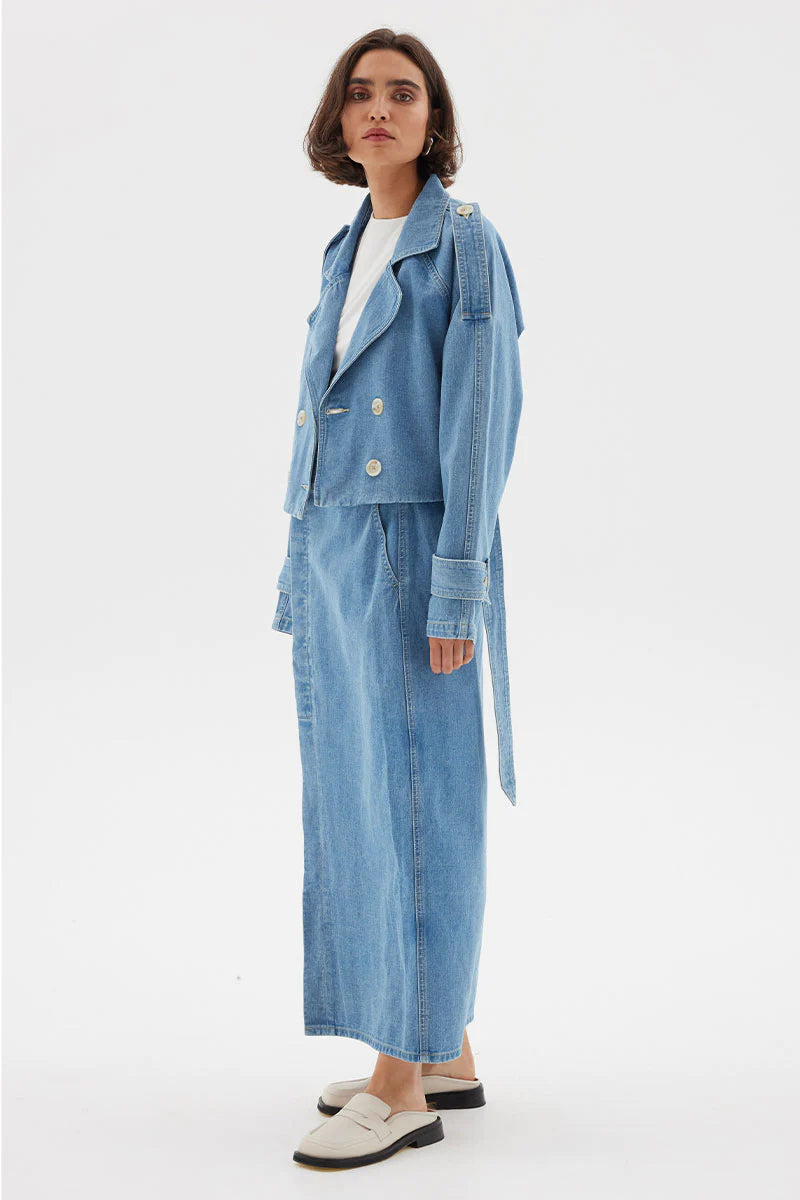 SOVERE | THEORY CROP DENIM TRENCH