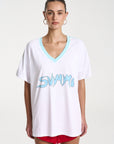 SUMMI SUMMI | SUMMI TEE - WHITE/ AQUA