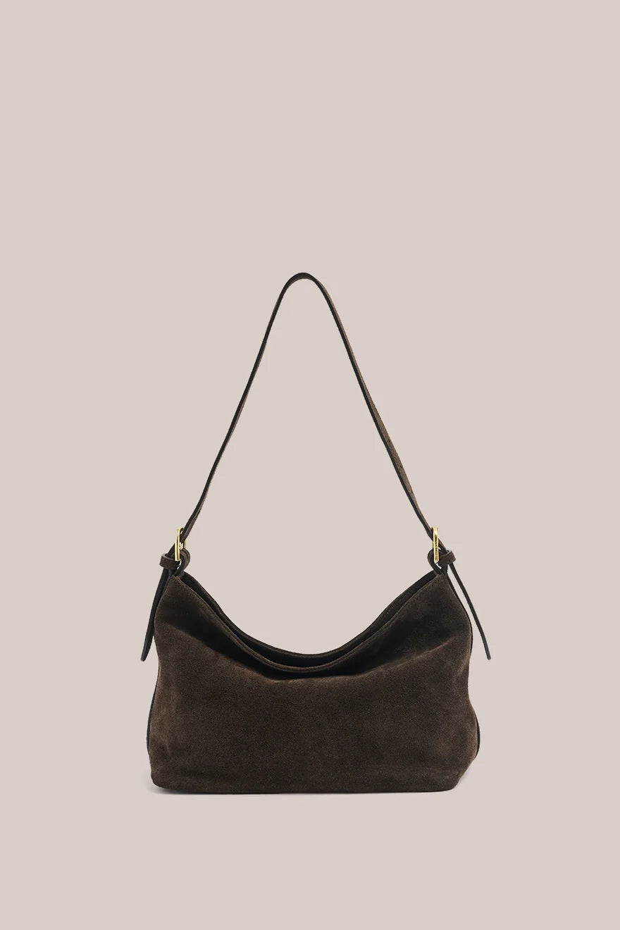 VESTIRSI | EDEN DARK CHOCOLATE SUEDE SHOULDER BAG