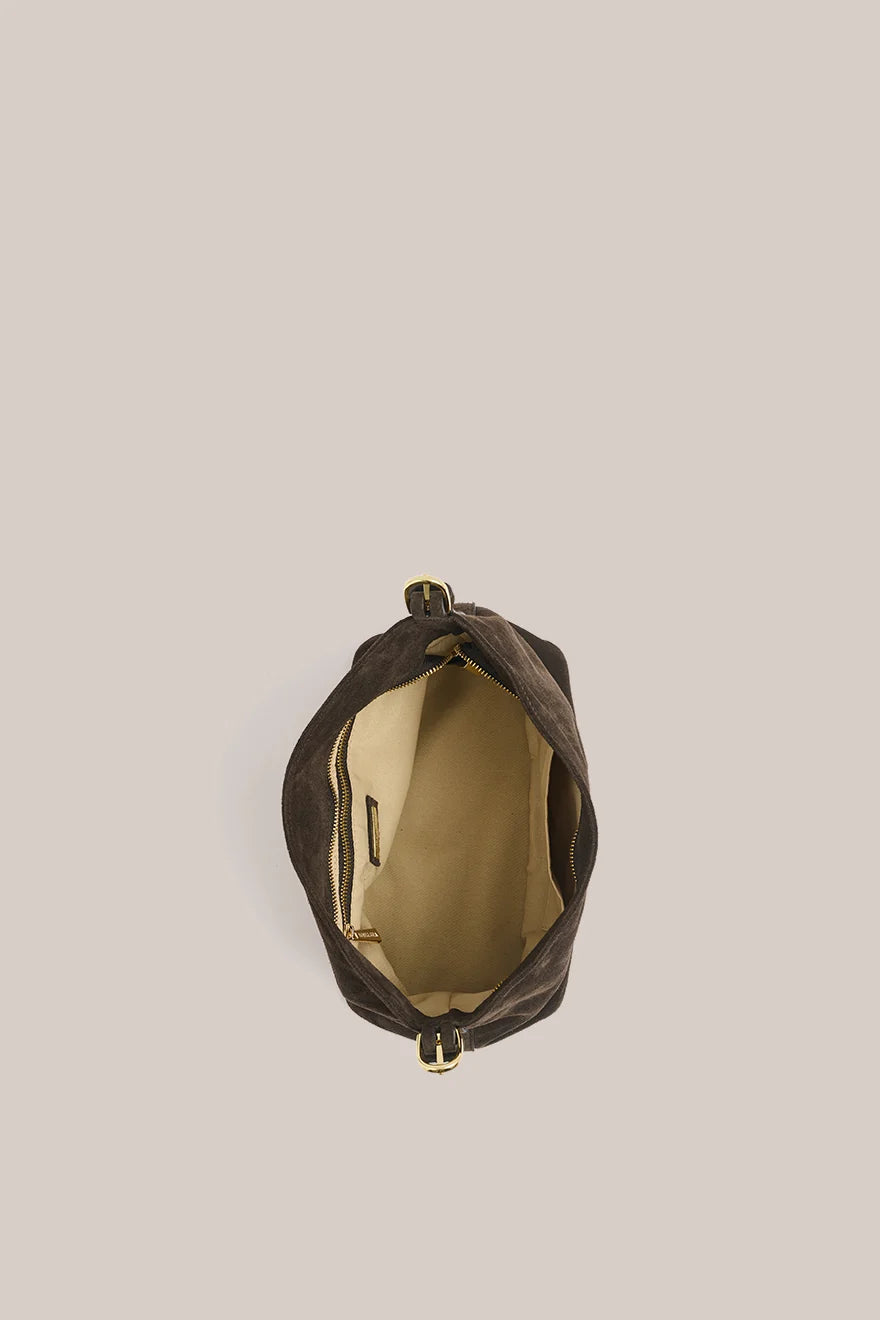 VESTIRSI | EDEN DARK CHOCOLATE SUEDE SHOULDER BAG
