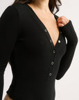 PRIMI | NOLA HENLEY L/S BODYSUIT - BLACK
