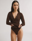PRIMI | NORA LONG SLEEVE BODYSUIT - COCOA