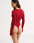 PRIMI | NOLA HENLEY LONG SLEEVE BODYSUIT - CURRANT