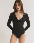 PRIMI | NOLA HENLEY L/S BODYSUIT - BLACK