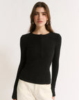 PRIMI | CARINA HENLEY L/S - BLACK