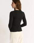 PRIMI | CARINA HENLEY L/S - BLACK