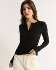 PRIMI | CARINA HENLEY L/S - BLACK