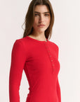 PRIMI | CARINA HENLEY L/S - RADIANT RED