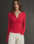 PRIMI | CARINA HENLEY L/S - RADIANT RED