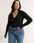 PRIMI | NOLA HENLEY L/S BODYSUIT - BLACK