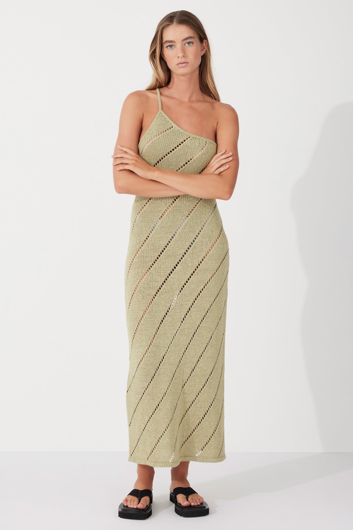 ZULU &amp; ZEPHYR | OLIVE LATTICE KNIT DRESS