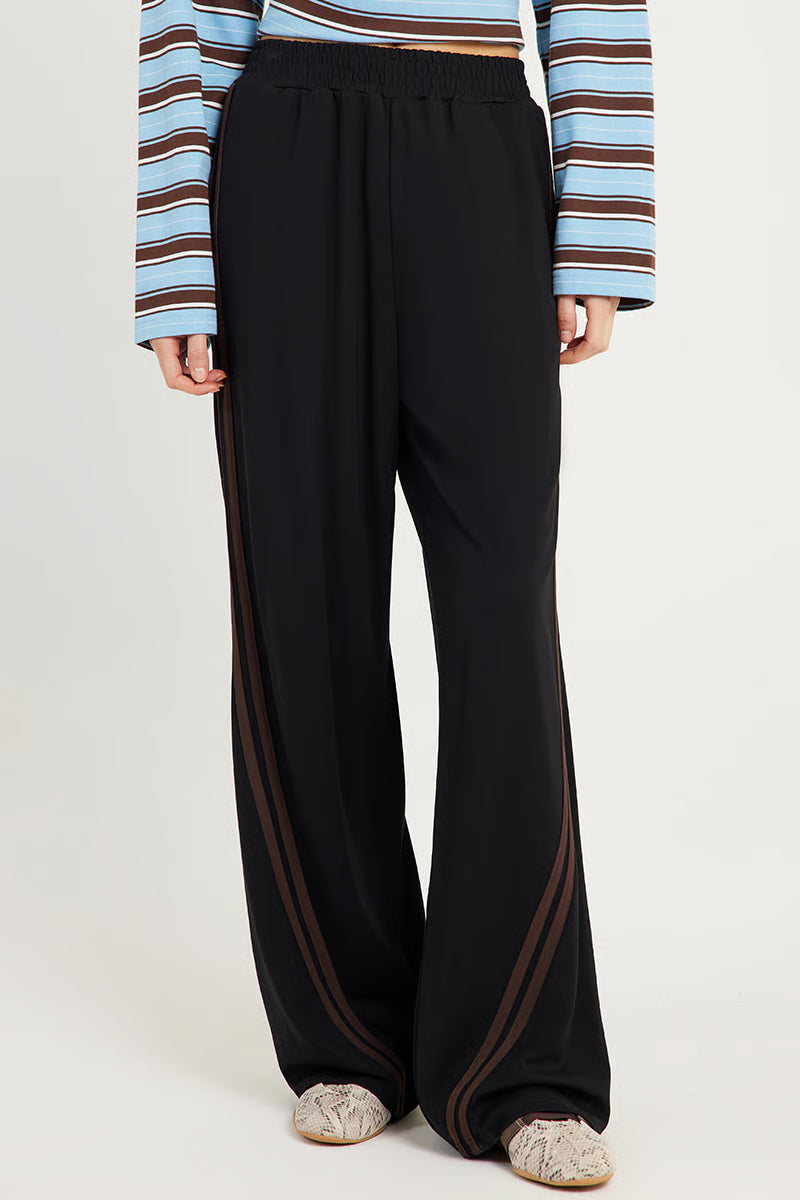 ENA PELLY | VALENTINA STRIPE PANT - BLACK / BROWN