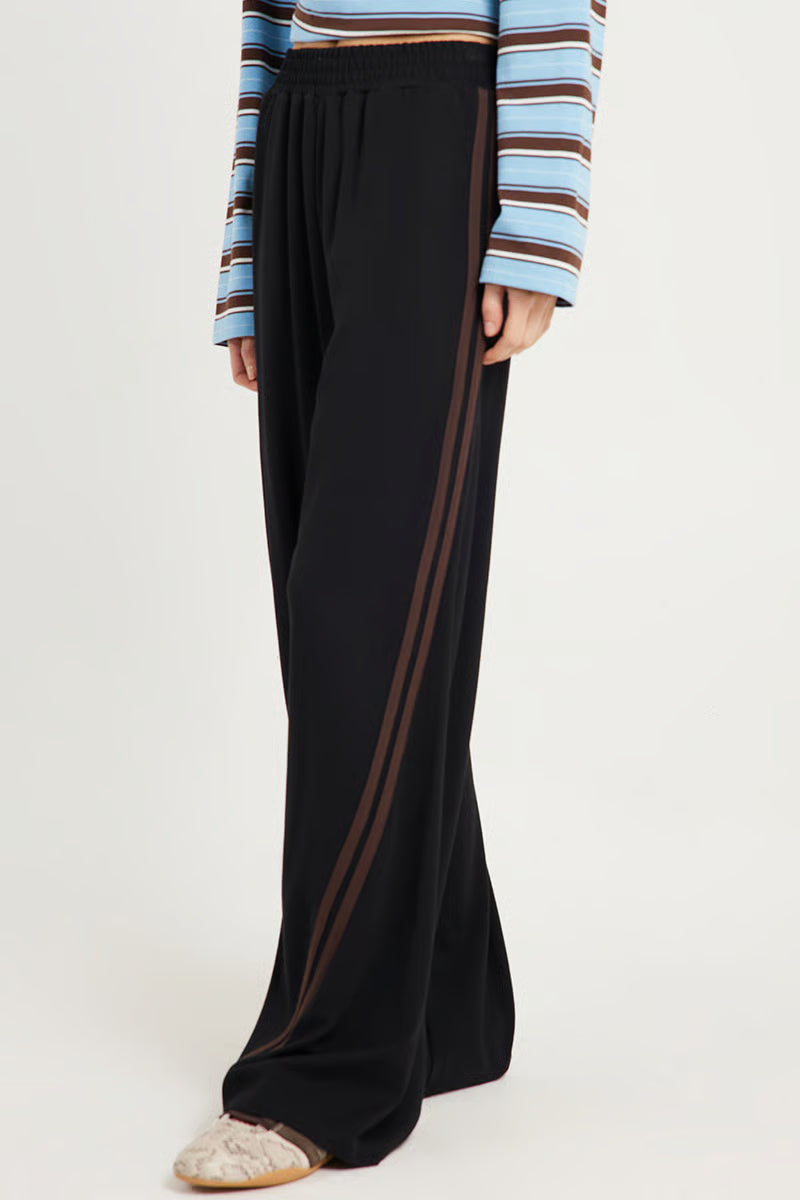 ENA PELLY | VALENTINA STRIPE PANT - BLACK / BROWN