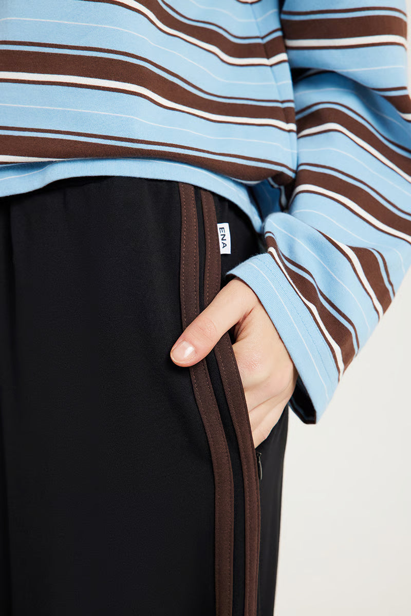ENA PELLY | VALENTINA STRIPE PANT - BLACK / BROWN