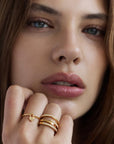 BY CHARLOTTE | GOLD CRYSTAL LOTUS HEART PADLOCK RING